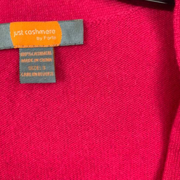 Just Cashmere by Forte Cardigan Womens Small Pink V-Neck Button Up Sweater - Picture 9 of 11